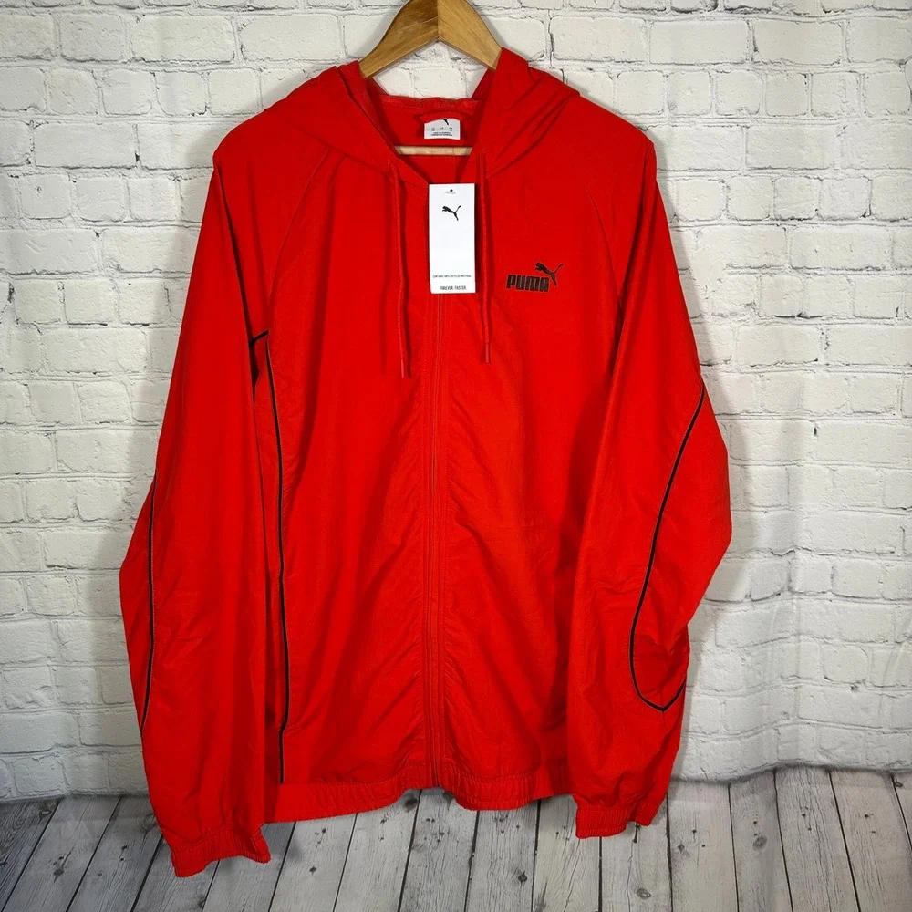 Puma Mens Red Full Zip Hooded Windbreaker Jacket 691495-11‎ XL